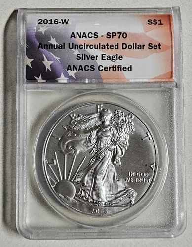 2016 W American Silver Eagle Burnished ANACS SP70 ANNUAL UNCIRCULATED DOLLAR SET
