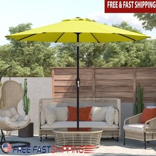 Market Umbrella Crank Tilt 8 Rib Steel Frame UV Resistant Outdoor Shade New