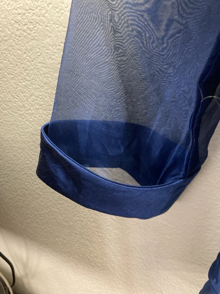 Chaqueta de Noche Transparente Azul Real Joya Botón Talla 16 Boda Formal Foto 3 de 4