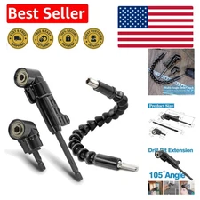 Black 105 Degree Right Angle Drill Bit Holder, 1/4" Hex Shank Driver and Flex...