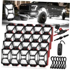 20 Pods 540 LED Pure White Rock Lights Kit with Switch Wiring Harness, 20 pods