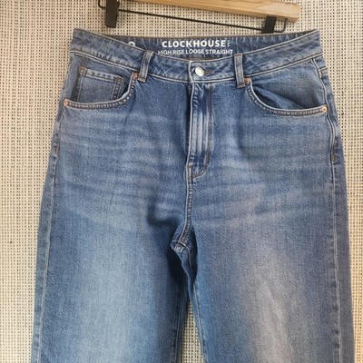 Clockhouse C&A Jeans Womens 42 Short High Rise Loose Straight Side Slit Hem