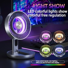 Foldable USB Desk Fan with LED Night Light, Rechargeable for Home, Travel - Camp