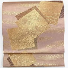 7069 Japanese Vintage Fukuro Obi Belt Kimono Fabric Silk Traditional Gold