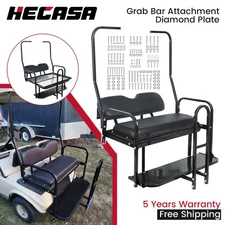 Golf Cart Rear Flip Seat Kit 1102LBS w/ Grab Bar For Club Car DS 1982-2000.5
