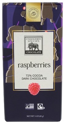 Endangered Species Chocolate Bar Grizzly Dark Raspberry 3 oz (Pack of 12)