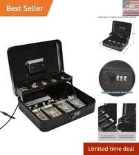 Combination Lock Cash Box with Five Organizing Compartments - Safe and Secure