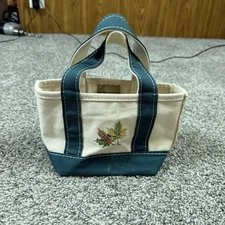 RARE Vtg LL Bean Micro Mini Boat & Tote Canvas Bag Purse Green Autumn Leaf