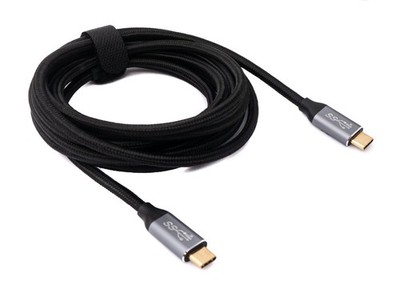 SYSTEM-S USB 3.1 Gen 2 Kabel 3 m Typ C Stecker zu Stecker geflochten in Schwarz