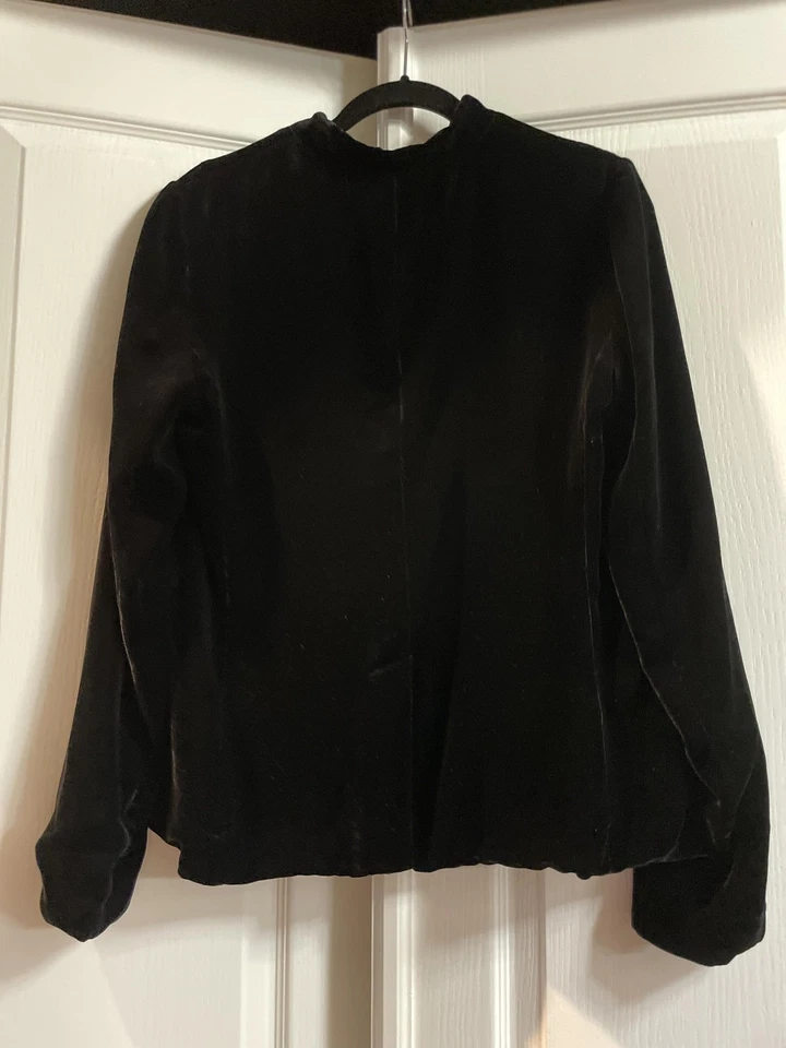 Blazer Gap Mujer 10 Negro Terciopelo Mezcla Seda Un Botón Forrado Chaqueta Elegante Foto 2 de 4