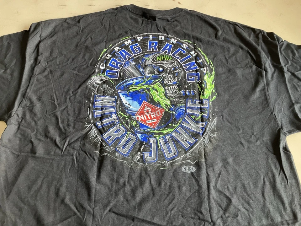 NHRA DRAG RACE ОФИЦИАЛЬНЫЙ NITRO НАРКОМАН ФУТБОЛКА РАЗМЕР 3 X - Изображение 2 из 4