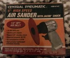 New Sealed Central Pneumatic 97187  5" High Speed Air Sander with CFM @ 90 PSI