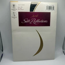 Hanes Silk Reflections 718 AB Barely Black Silky Sheer Control Top Pantyhose