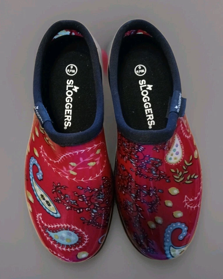 Sloggers Womens Sz. 6 Waterproof Red Paisley Rain And Garden Shoes NWT - Image 3 of 4