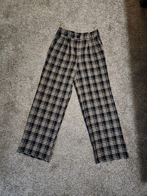 Pretty Garbage Womens Wide Leg Plaid Pants Size M Used