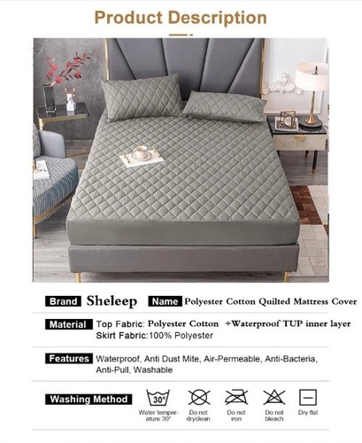 Waterproof Thicken Mattress Protector Cover Non-slip Fitted Bed Sheet Bed Cover - Afbeelding 19 van 31