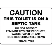 Caution Toilet Is On Septic Tank Do Not Deposit Aluminum Metal Sign