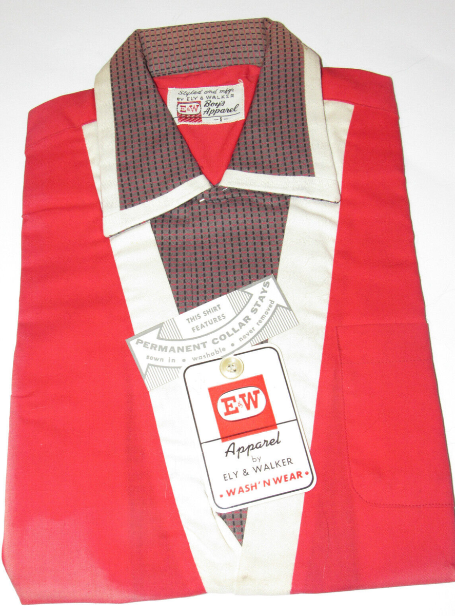 トップス 50~60s ely&walker check opencollar shirt VTG 50s Ely & Walker Shirt Sanforized Loop Collar Cotton