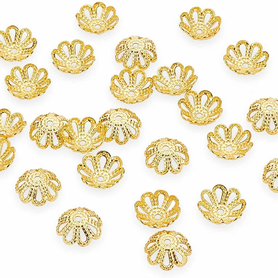 200 piezas Cuentas de pétalos de flores Tazas Espaciador de extremo Dijes Tapa de cuentas Encontrar Joyería Fabricación Foto 2 de 4