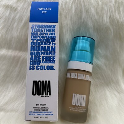 UOMA Beauty Say What?! Foundation - FAIR LADY T3W - 1.0 fl.oz/ 30ml Full Size
