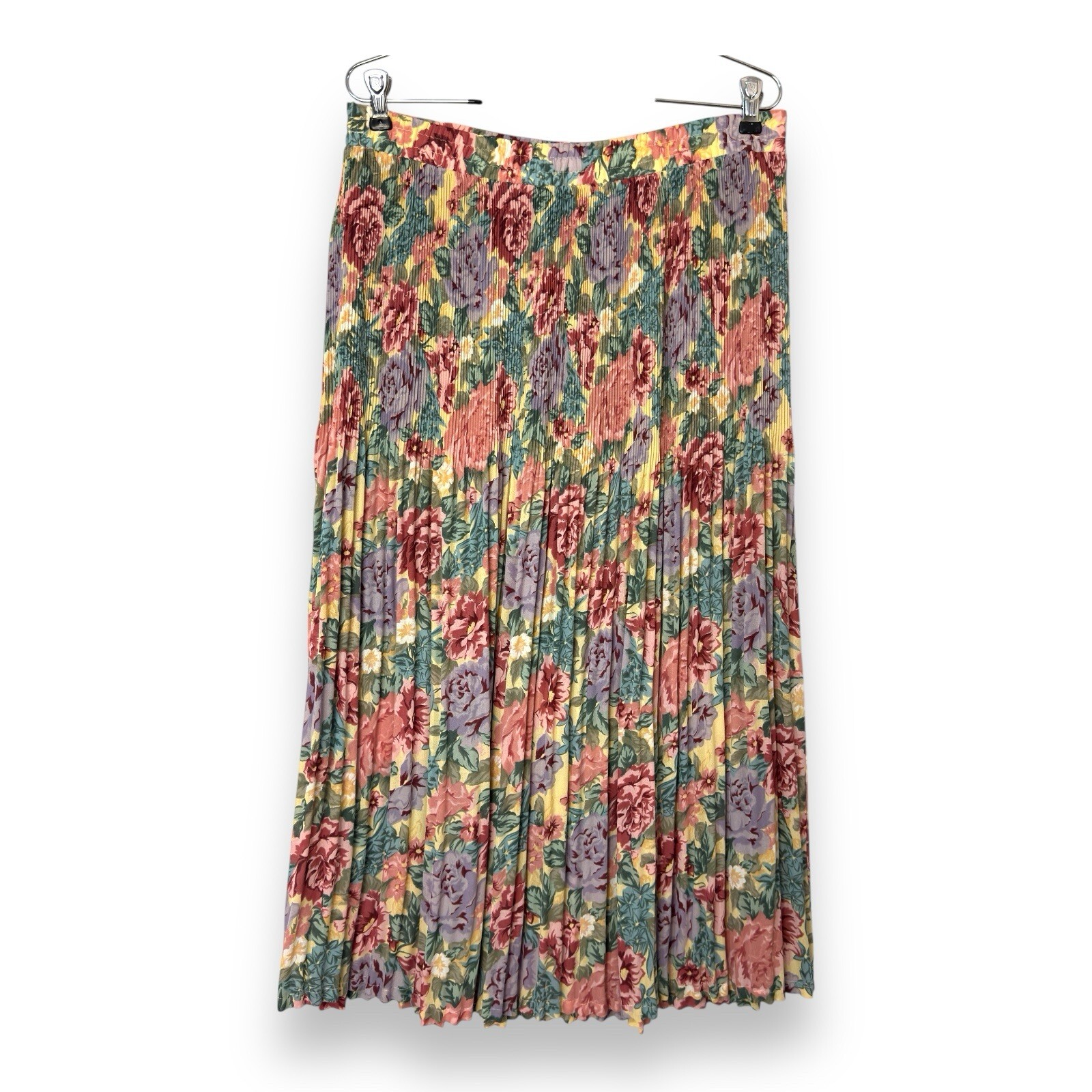 90s Vintage Knife Pleated Maxi Skirt Floral Cottagecore Grunge Bloomcore Fairycore M-image