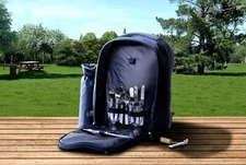 Insulated Picnic Basket Set Lunch Tote Backpack Cooler - Picnic Set for 2