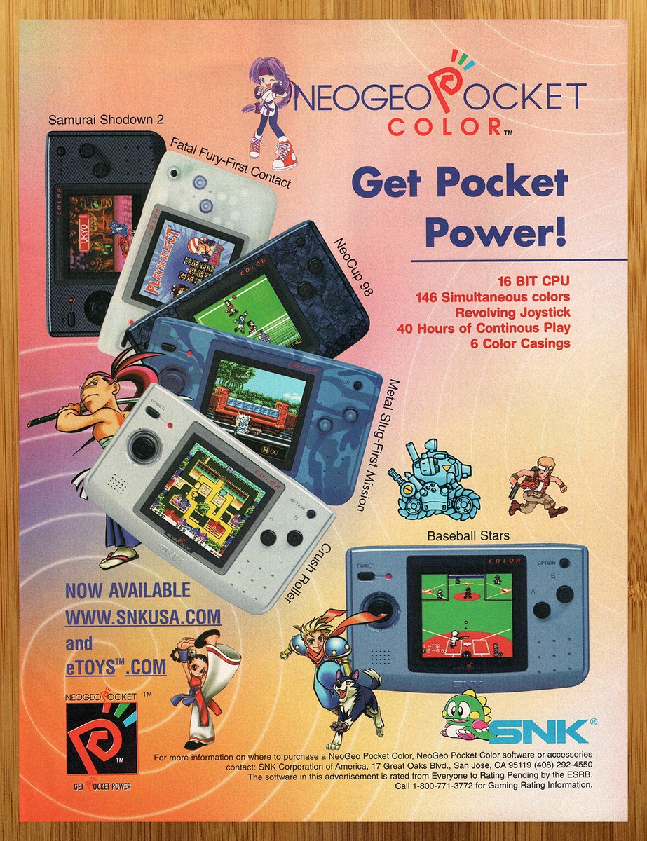 1999 Neo Geo Pocket Color System Print Ad/Poster Promo Art Sonic