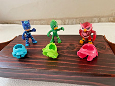 PJ Masks Figures Set Lot of PVC Figures with Matching Soft Rubber Masks