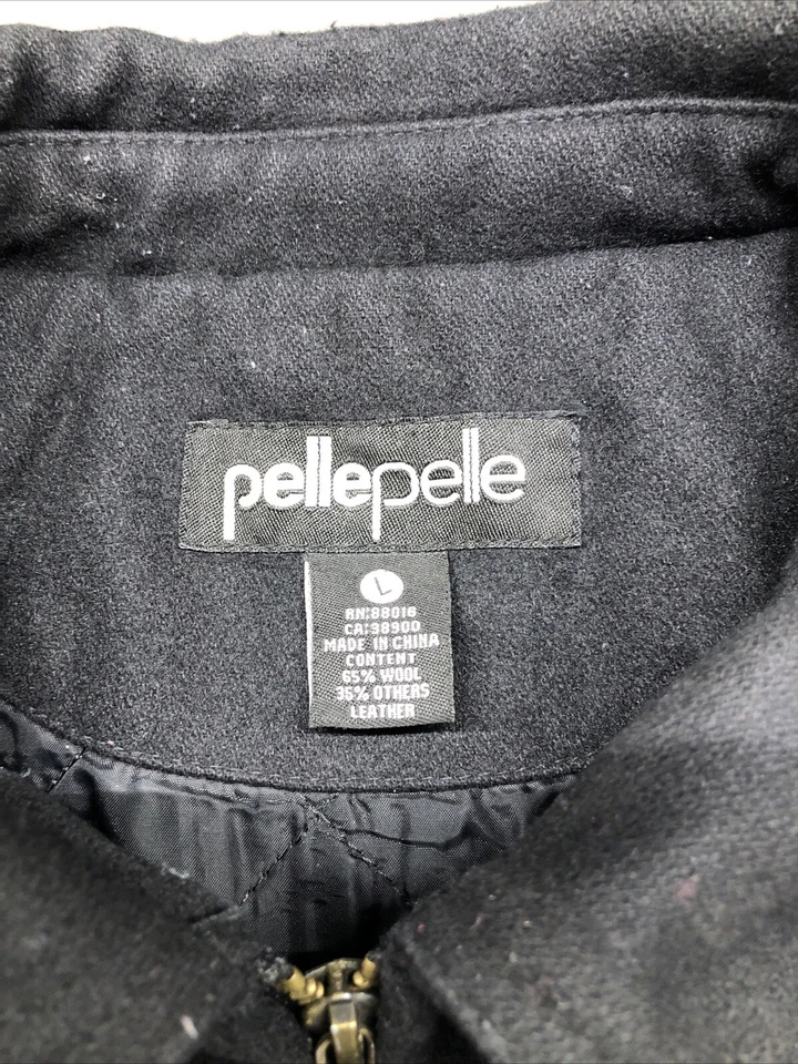 Pelle Pelle "GREATEST OF ALL TIME" Chaqueta Cuero/Lana Adornada Negra Grande Mujer Foto 3 de 4