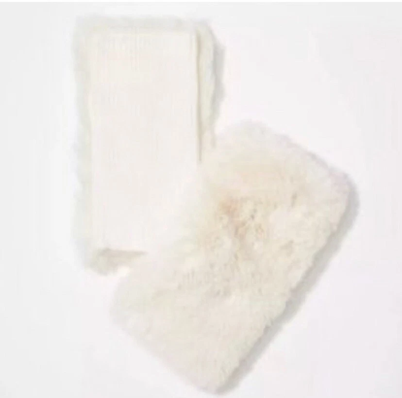 NWT LOFT Women's Faux Fur Fingerless Gloves - Ivory