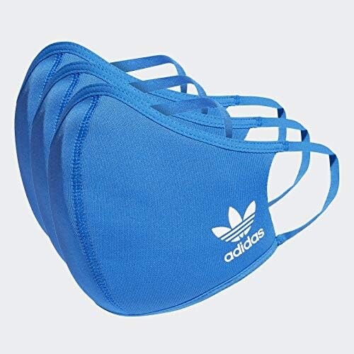 x3 adidas Face Mask Cover Reuseable Size Small (one Size) Blue - Picture 1 of 3
