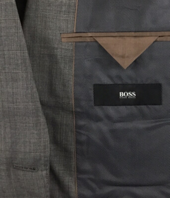 Hugo Boss Sport Coat Mens 42L The James4 Sharp6 Gray Windowpane Plaid 100% Wool