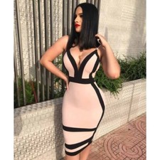 Double Layer Striped Midi Bodycon Dress