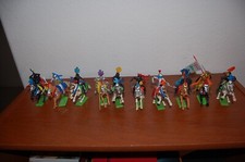 Lot of 10 Britains Deetail 1971 Mounted Medieval Knights w Horses, metal basis