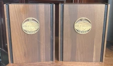 RARE Vintage Jostens Walnut Wood Bookends HB Fuller 10 Years Service Award EUC!