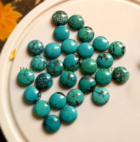 7mm Natural Tibetan Turquoise Round Calibrated Loose Jewelry Gemstone Cabochon