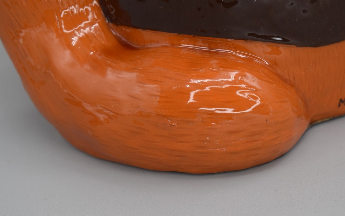 Vintage Large 1980s Garfield Piggy Coin Bank Hand Painted Ceramic