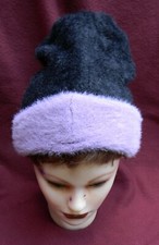 NWT BETSY JOHNSON REVERABLE Women's Beanie Hat Winter Designer Violet/Black