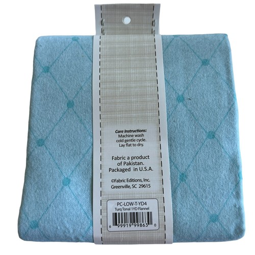 The Land of Whimzie Flannel Turquoise Tonal Diamond 1 yard Cotton 36"x 42" - Picture 2 of 3