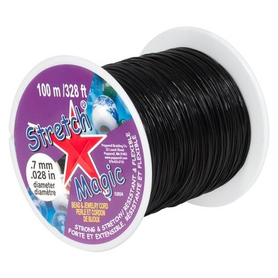 Stretch Elastic Beading Cord   Black Color, 0.7mm in Diameter, 100-Meter (328...