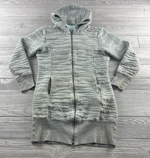 PrAna Hooded Jacket Hoodie Size Small Gray Teal Long Full Zip Long Sleeve
