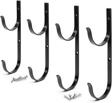 Pool Pole Hanger 4 Pcs Black Aluminum Holder Hooks for Poles Nets Brushes Tools