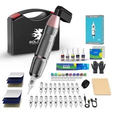 Wireless Tattoo Gun,Solong 1500mAH tattoo battey kit, Silver 