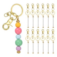 12Pcs Beadable Keychains, DIY Beaded Keychain Making Kit, Gold
