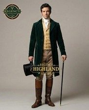   Regency Highland Emerald Velvet Tailcoat Ensemble  BY Regency Highland