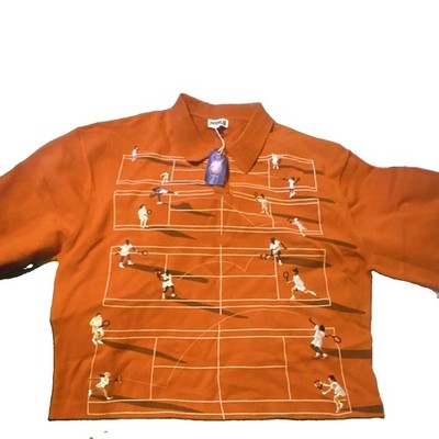 New Rare Designer House of Errors Fine Knit Tennis Sweater Orange/Clay-Small