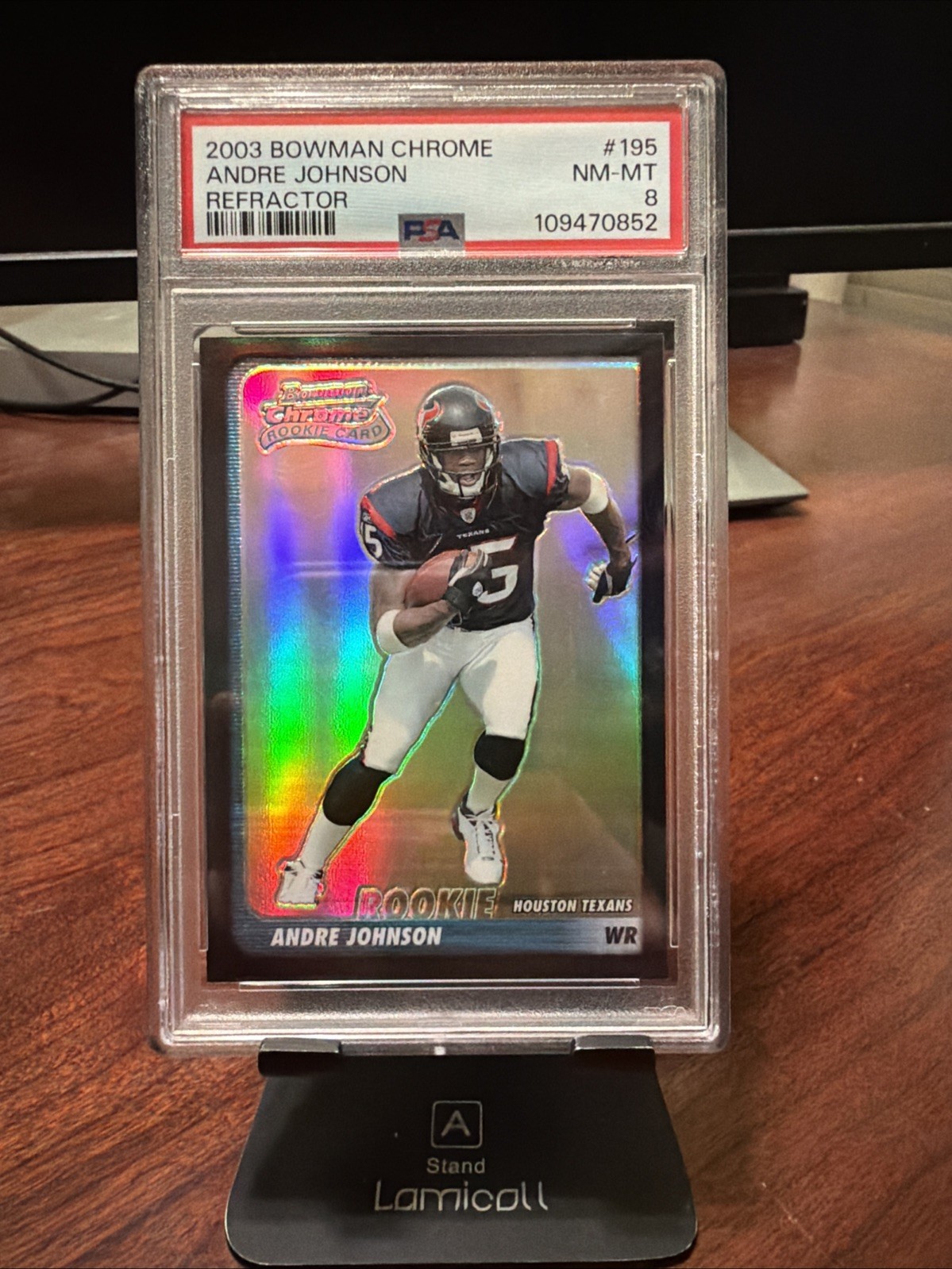 2003 Bowman Chrome Andre Johnson Refractor /500 RC PSA 8