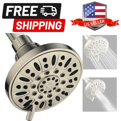 #ad #ad BRUSHED NICKEL High Pressure 6 Setting 4quot; Shower Head – Angle Adjustable Ant... $35.99