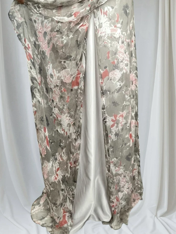 Vestido corpiño transparente floral de seda Amsale Amore talla 10 boda glamour Foto 4 de 4