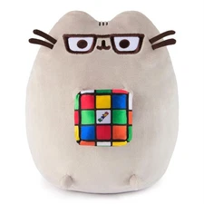 GUND Pusheen with Rubik's Cube Plush, Gray, 9.5"